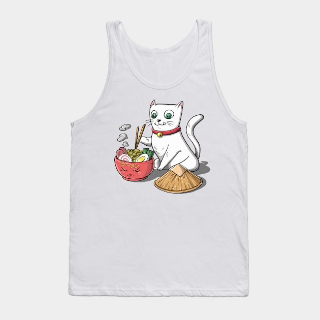 Cute Funny Kawaii Cat Ramen Kids Japanese Anime Gift Tank Top by Freid